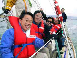 Eighteen energy experts from China, Japan, The Republic of Korea, The Democratic People's Republic, and the Russina Federation completed a trip on Pegasus in stormy weather on March 1, 2001. The experts were hosted by the Pegasus on two separate voyages!